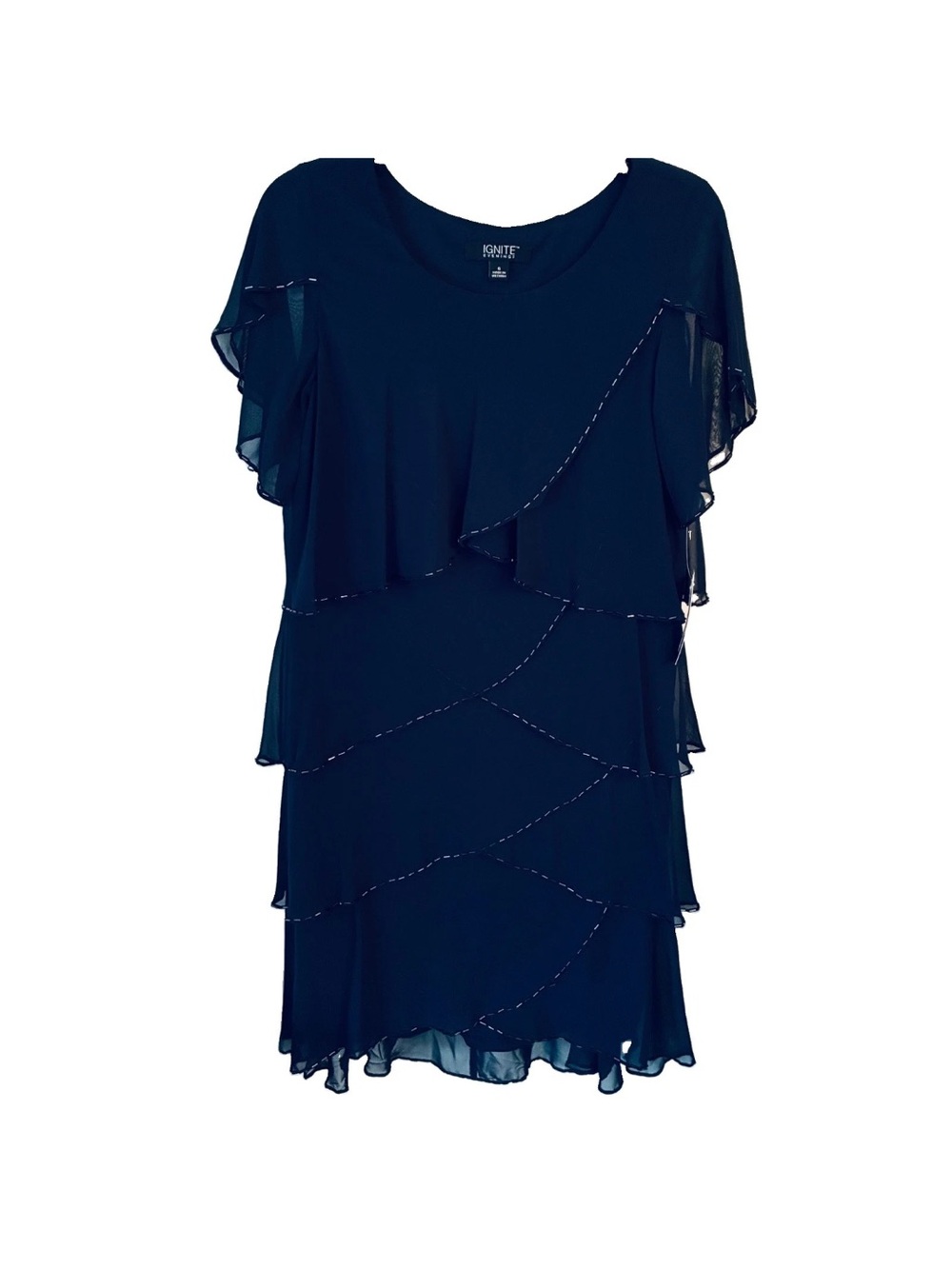 Evening dress. Blue chiffon with layers. Size 6 NWT